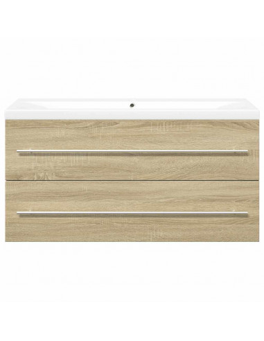 Set Mobili da Bagno 2 pz Rovere Sonoma in Legno Multistrato