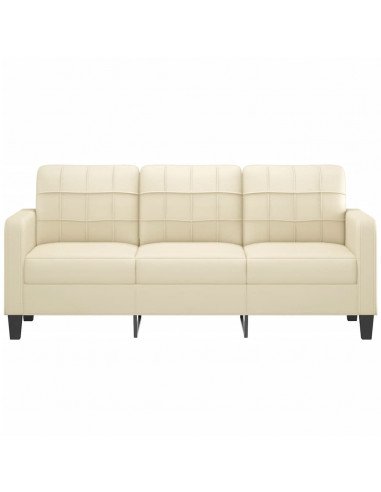 Divano a 3 Posti Crema 180 cm in Similpelle