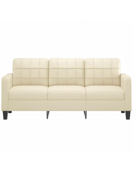 Divano a 3 Posti Crema 180 cm in Similpelle