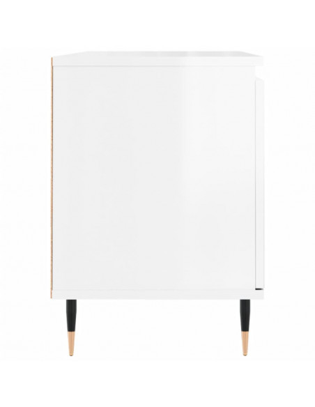 Mobile Porta TV Bianco Lucido 104x35x50 cm in Legno Multistrato