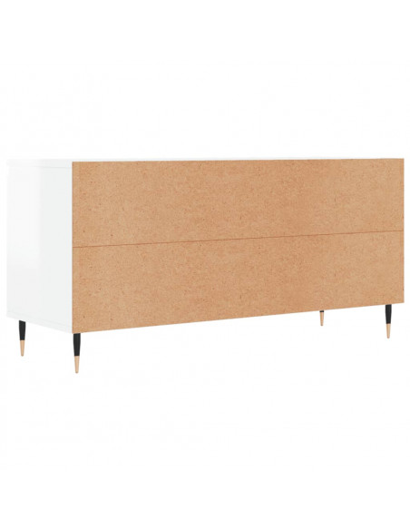 Mobile Porta TV Bianco Lucido 104x35x50 cm in Legno Multistrato