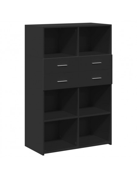 Credenza Nera 80x42,5x124 cm in Legno Multistrato