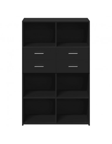 Credenza Nera 80x42,5x124 cm in Legno Multistrato