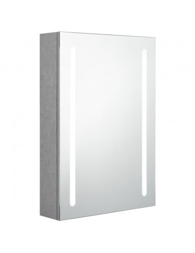 Armadietto Bagno con Specchio e LED Grigio Cemento 50x13x70 cm