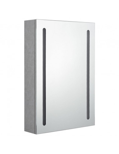 Armadietto Bagno con Specchio e LED Grigio Cemento 50x13x70 cm