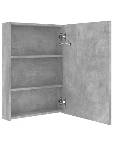 Armadietto Bagno con Specchio e LED Grigio Cemento 50x13x70 cm