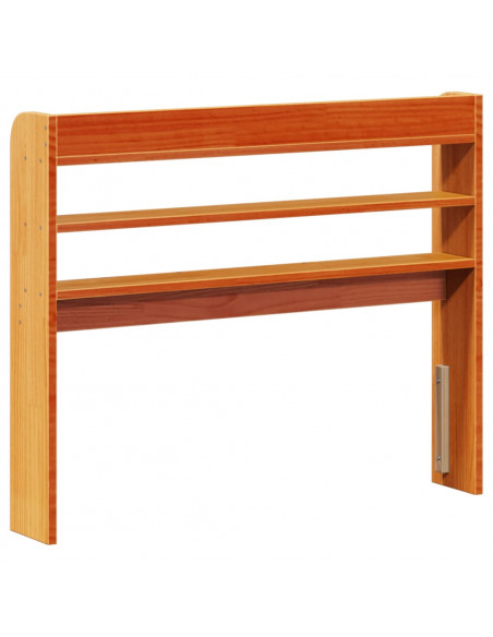 Testiera con Ripiani Marrone Cera 90 cm Legno Massello di Pino