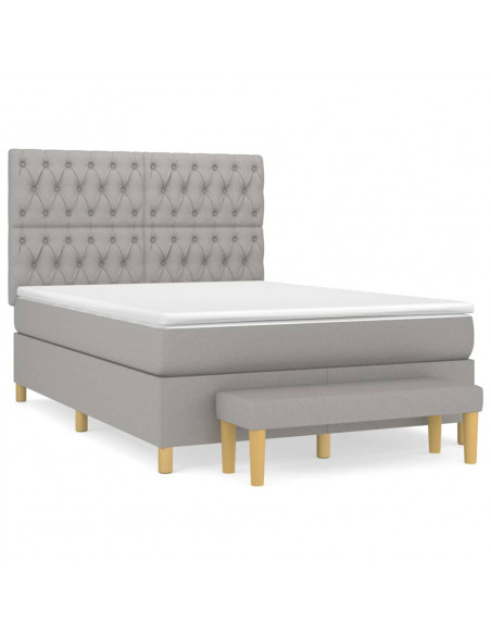 Giroletto a Molle con Materasso Grigio Chiaro 140x190cm Tessuto