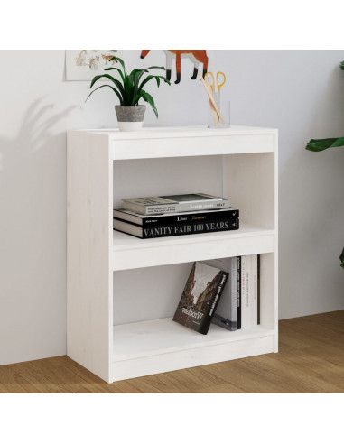 Libreria/Divisorio Bianco 60x30x71,5 cm in Massello di Pino