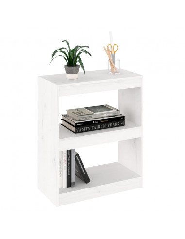 Libreria/Divisorio Bianco 60x30x71,5 cm in Massello di Pino
