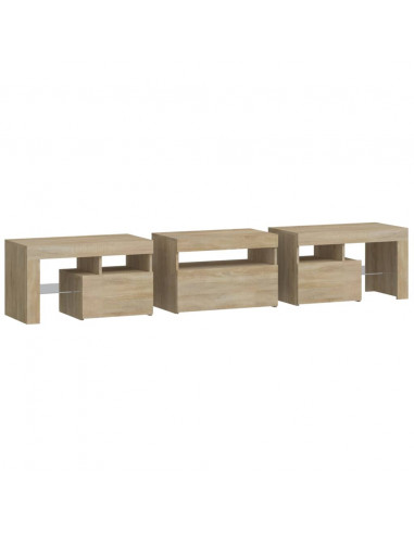 Mobile Porta TV con Luci LED Rovere Sonoma 200x36,5x40 cm