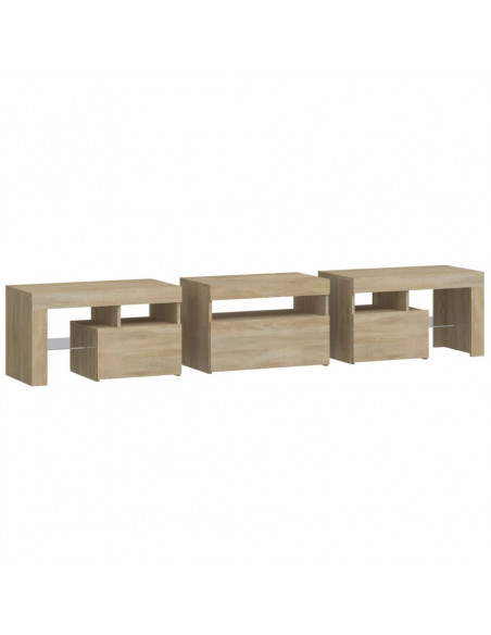 Mobile Porta TV con Luci LED Rovere Sonoma 200x36,5x40 cm