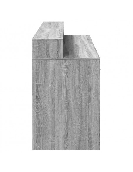 Scrivania con Luci LED Grigio Sonoma 160x55x91cm in Multistrato