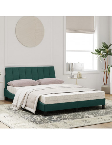 Letto con Materasso Verde Scuro 120x200 cm in Velluto
