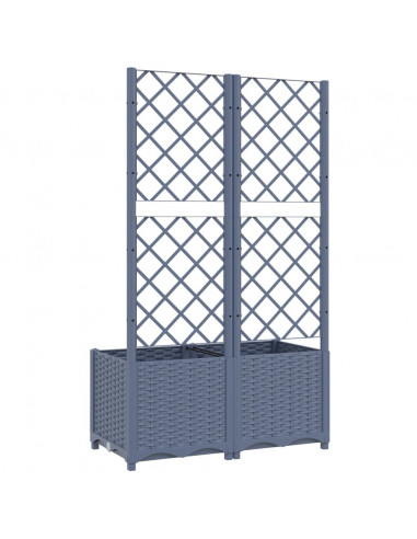 Fioriera da Giardino con Graticcio Grigio Scuro 80x40x136 cm PP