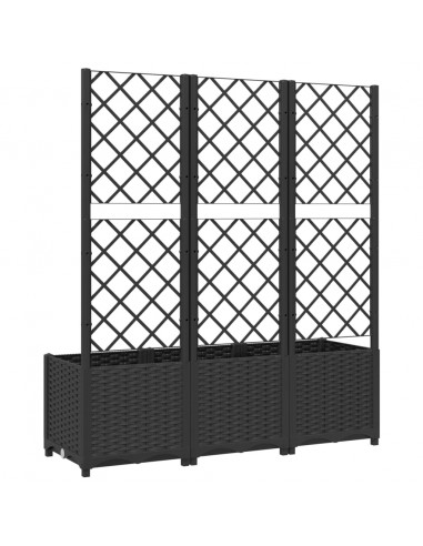 Fioriera da Giardino con Graticcio Nero 120x40x136 cm in PP