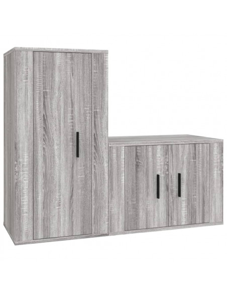 Set Mobili Porta TV 2 pz Grigio Sonoma in Legno Multistrato