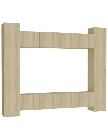 Set di Mobili Porta TV 8 pz Rovere Sonoma in Legno Multistrato