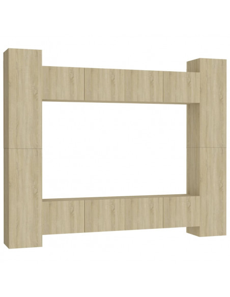 Set di Mobili Porta TV 8 pz Rovere Sonoma in Legno Multistrato