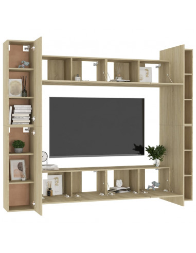 Set di Mobili Porta TV 8 pz Rovere Sonoma in Legno Multistrato