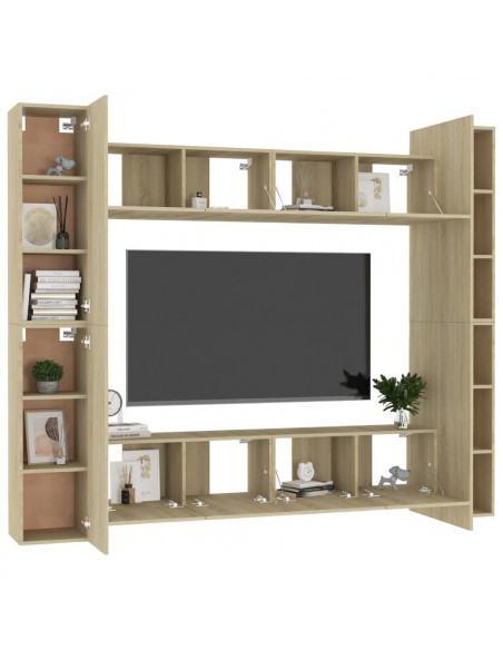 Set di Mobili Porta TV 8 pz Rovere Sonoma in Legno Multistrato