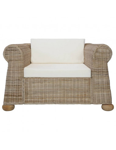 Set di Divani 2 pz con Cuscini in Rattan Naturale