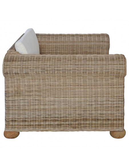 Set di Divani 2 pz con Cuscini in Rattan Naturale