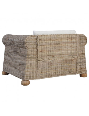 Set di Divani 2 pz con Cuscini in Rattan Naturale