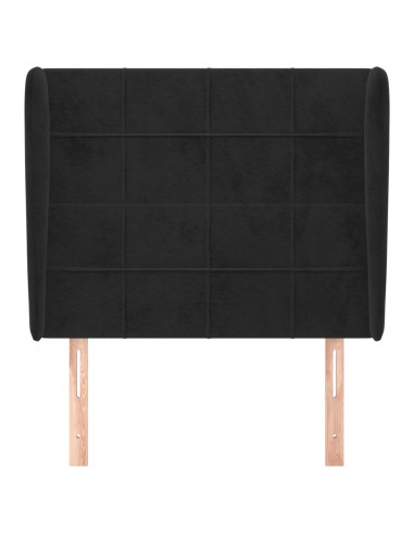 Testiera ad Orecchio Nera 103x23x118/128 cm in Velluto