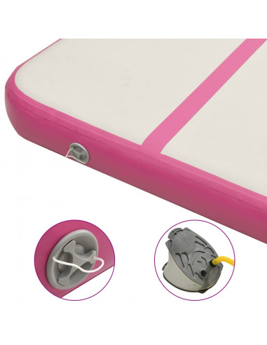 Tappetino Ginnastica Gonfiabile con Pompa 300x100x20cm PVC Rosa