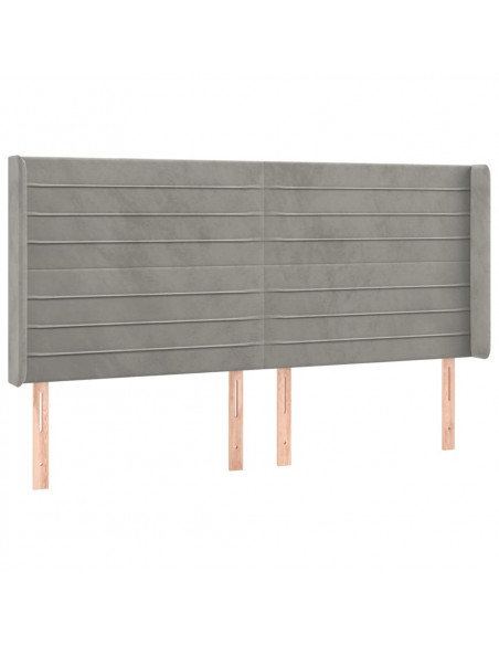 Testiera ad Orecchio Grigio Chiaro 163x16x118/128 cm in Velluto