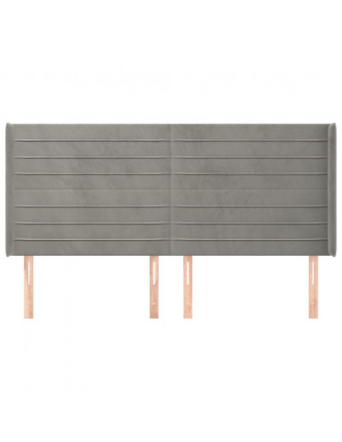 Testiera ad Orecchio Grigio Chiaro 163x16x118/128 cm in Velluto