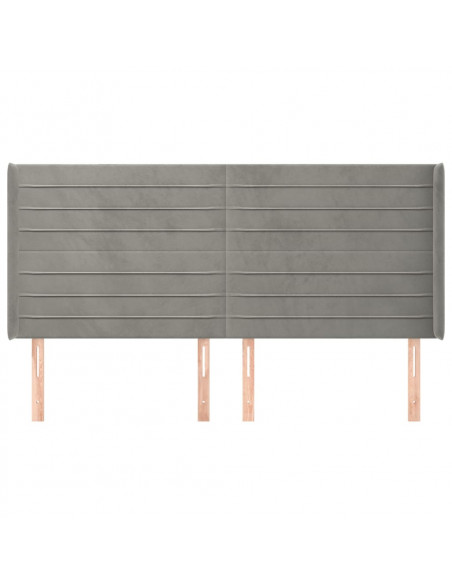 Testiera ad Orecchio Grigio Chiaro 163x16x118/128 cm in Velluto