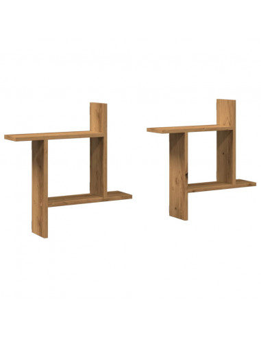 Mensole Parete 2pz Rovere Artigianale 50x12x50 cm in Truciolato