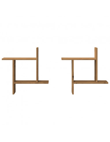 Mensole Parete 2pz Rovere Artigianale 50x12x50 cm in Truciolato