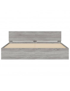 Giroletto con Testiera e LED Grigio Sonoma 200x200 cm 2