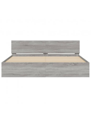 Giroletto con Testiera e LED Grigio Sonoma 200x200 cm