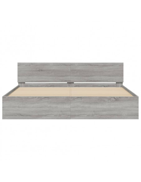 Giroletto con Testiera e LED Grigio Sonoma 200x200 cm