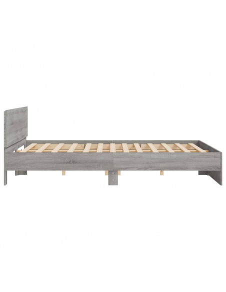 Giroletto con Testiera e LED Grigio Sonoma 200x200 cm
