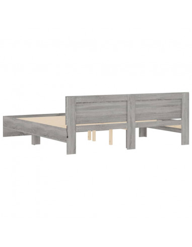 Giroletto con Testiera e LED Grigio Sonoma 200x200 cm