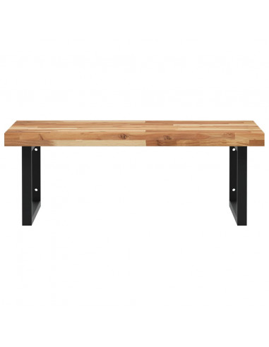 Ripiano a Parete per Lavabo in Acciaio e Massello di Acacia