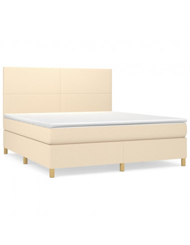 Giroletto a Molle con Materasso Crema 160x200 cm in Tessuto