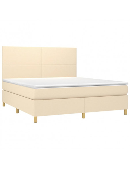 Giroletto a Molle con Materasso Crema 160x200 cm in Tessuto