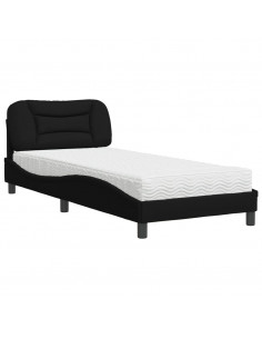 Letto con Materasso Nero 90x200 cm in Tessuto 2