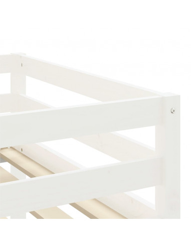 Letto a Soppalco Bambini con Tende Bianco e Nero 90x190 cm Pino