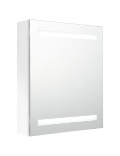Armadietto Bagno con Specchio e LED Bianco Lucido 50x14x60 cm 2