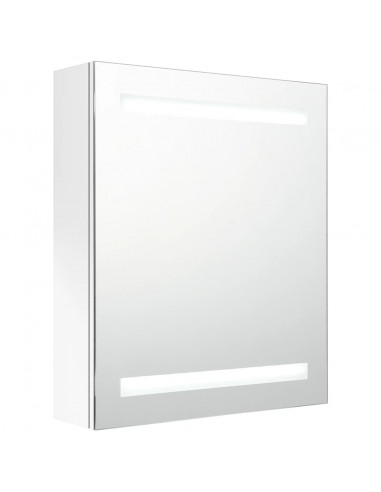 Armadietto Bagno con Specchio e LED Bianco Lucido 50x14x60 cm