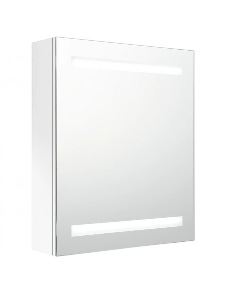Armadietto Bagno con Specchio e LED Bianco Lucido 50x14x60 cm
