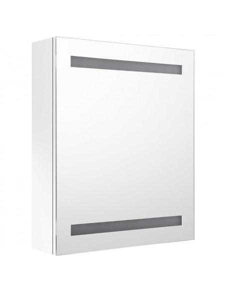 Armadietto Bagno con Specchio e LED Bianco Lucido 50x14x60 cm