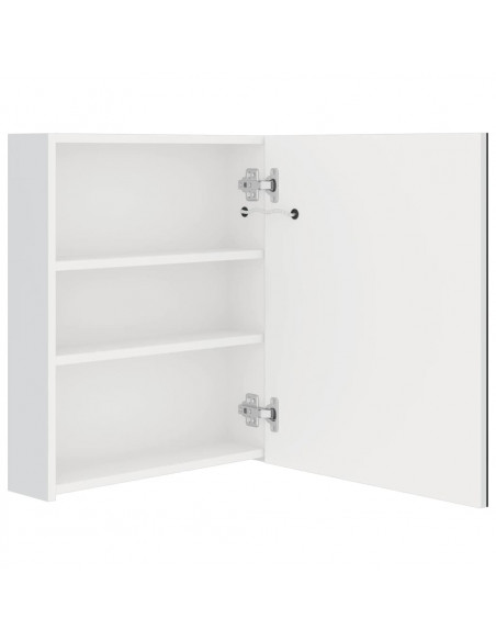 Armadietto Bagno con Specchio e LED Bianco Lucido 50x14x60 cm